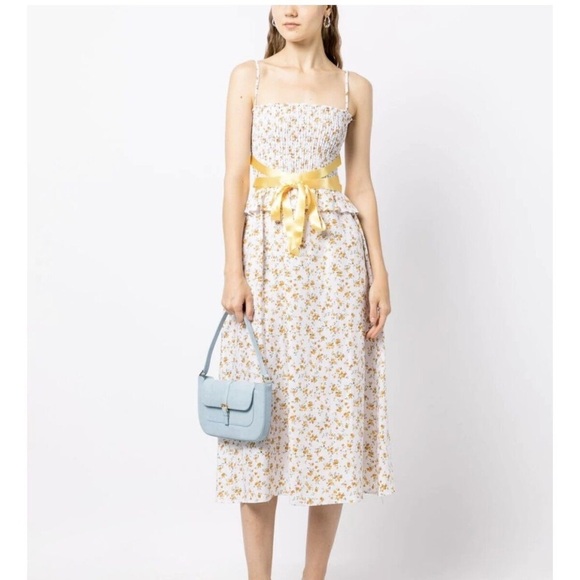 REFORMATION 100% Linen Ditsy Floral Spaghetti Strap Miles Dress Size Medium NWT - Picture 1 of 9